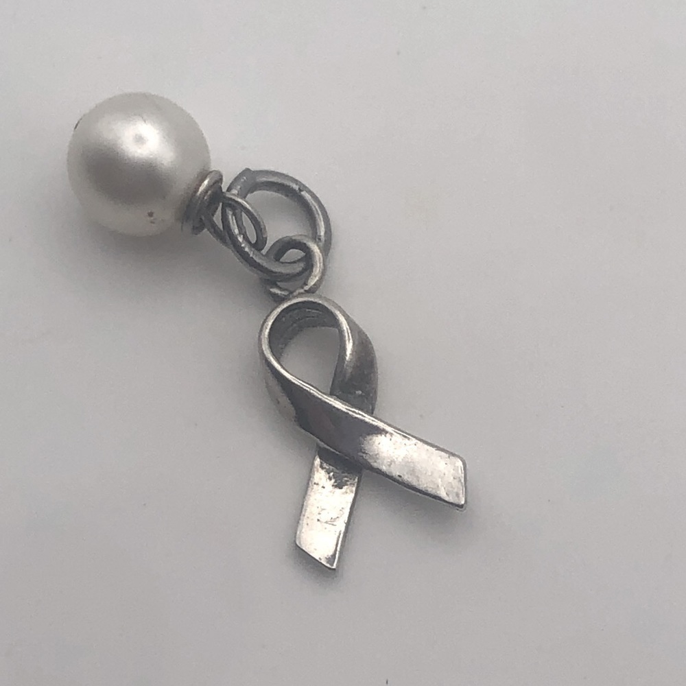 VTG Sterling & Freshwater Pearl Mini Pendant / Charm Bracelet Charm .8”